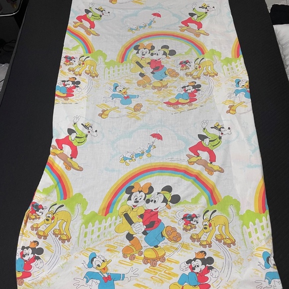 Vintage Mickey Mouse Flat Sheet Twin Disney Retro Fabric - Picture 11 of 11